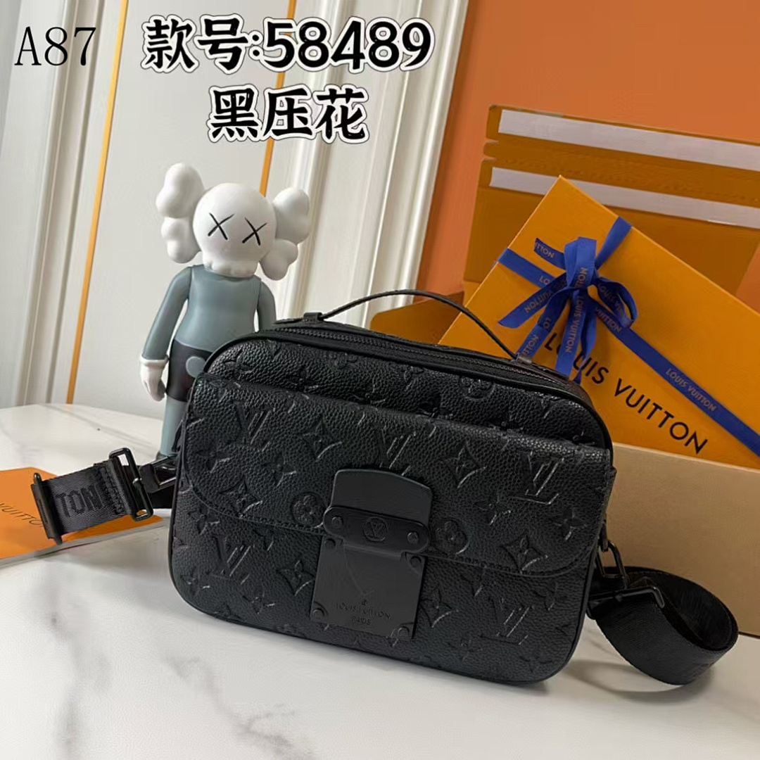 LVutton + 58489 + Black Embossed Camera Bag #4259