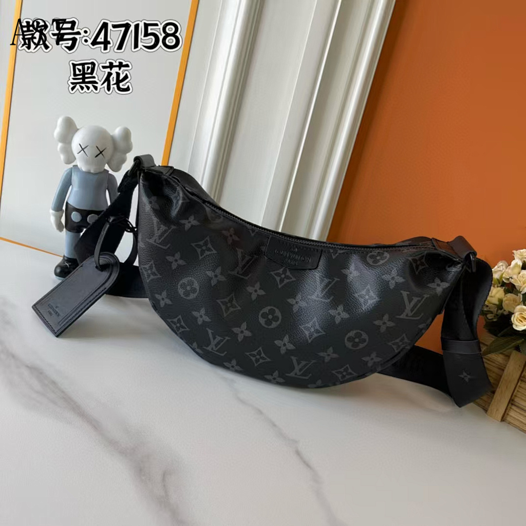 LVutton + 47158 + Black Monogram Moon Bag #3692