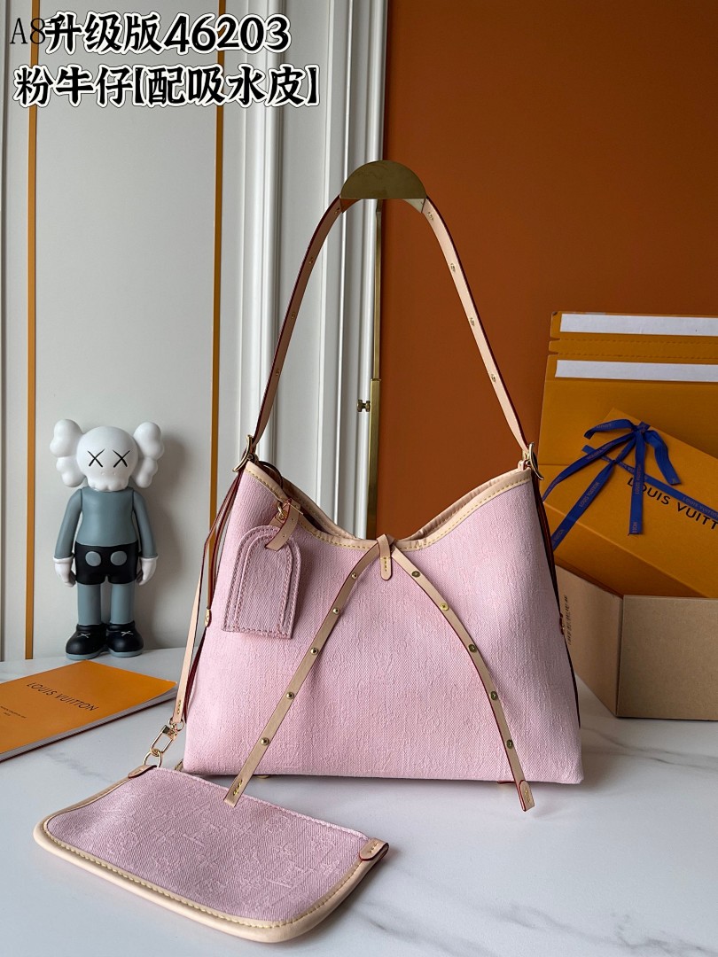 LVutton A8 Upgrade Version 46203 Pink Denim Hobo Bag #3754