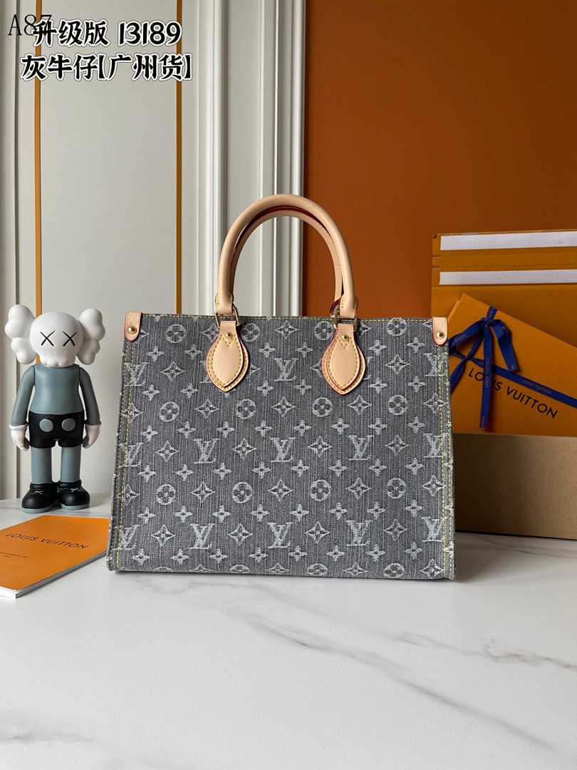 LVutton A87 Upgrade Version 13189 Gray Denim Tote #4374