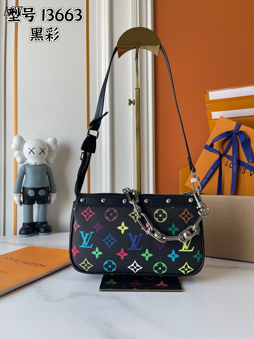 LVutton I3663 Black Multicolor Monogram Bag #4062