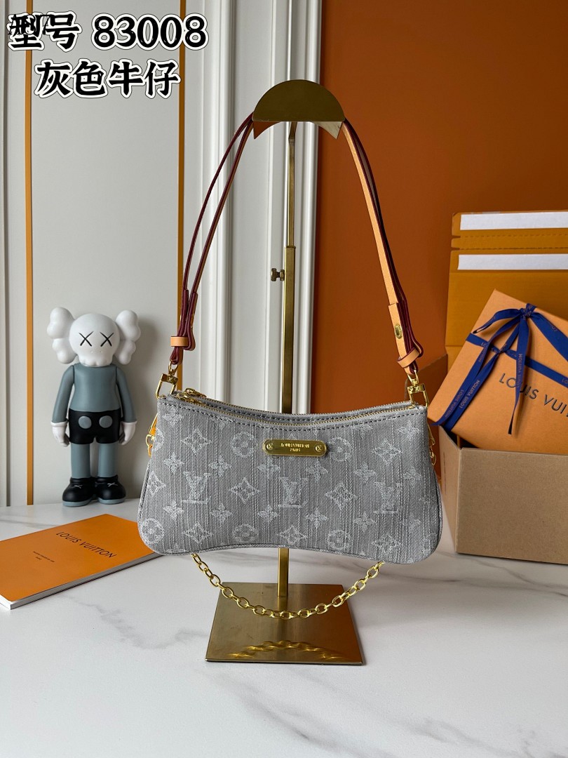 LVutton + 83008 + Gray Denim Crossbody Bag #4097 1 LVutton + 83008 + Gray Denim Crossbody Bag #4097