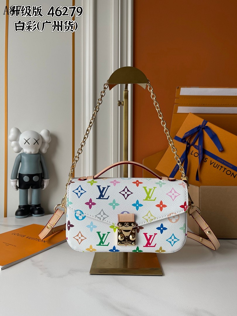 LVutton + 46279 + White Multicolor Monogram Crossbody Bag #4018