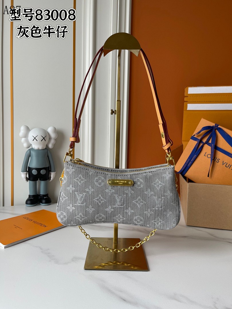 LVutton + 83008 + Gray Denim Crossbody Bag #4524