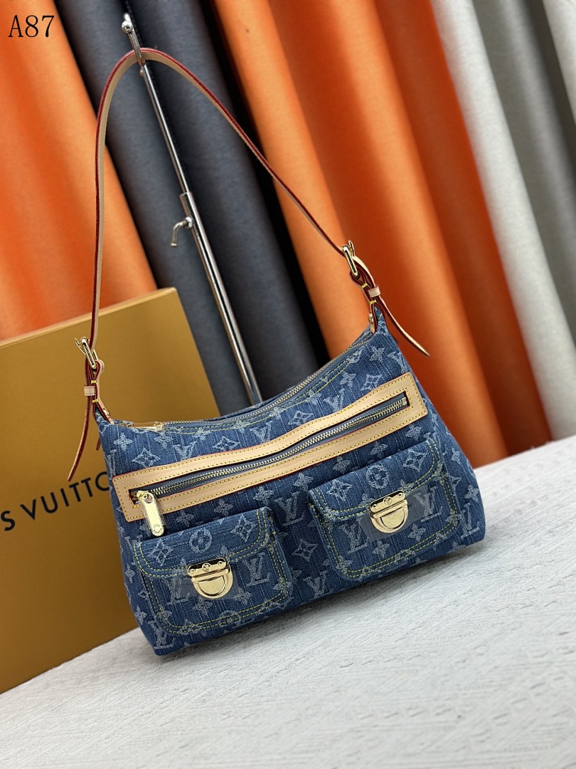 LVutton + A87 + Denim Monogram Shoulder Bag #4267