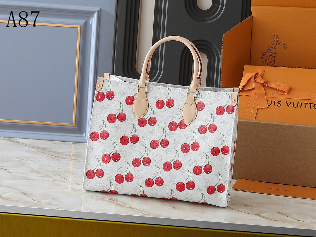 LVutton + A87 + Cherry Monogram Tote Bag #3714 1 LVutton + A87 + Cherry Monogram Tote Bag #3714