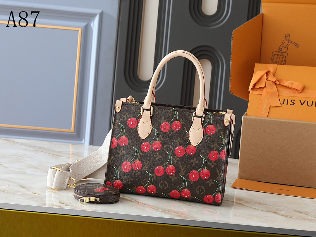 LVutton A87 Cherry Print Tote #3585
