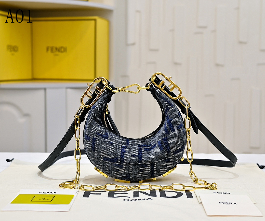 FENDI – Baguette Mini – Monogram Canvas Hobo Bag #2407