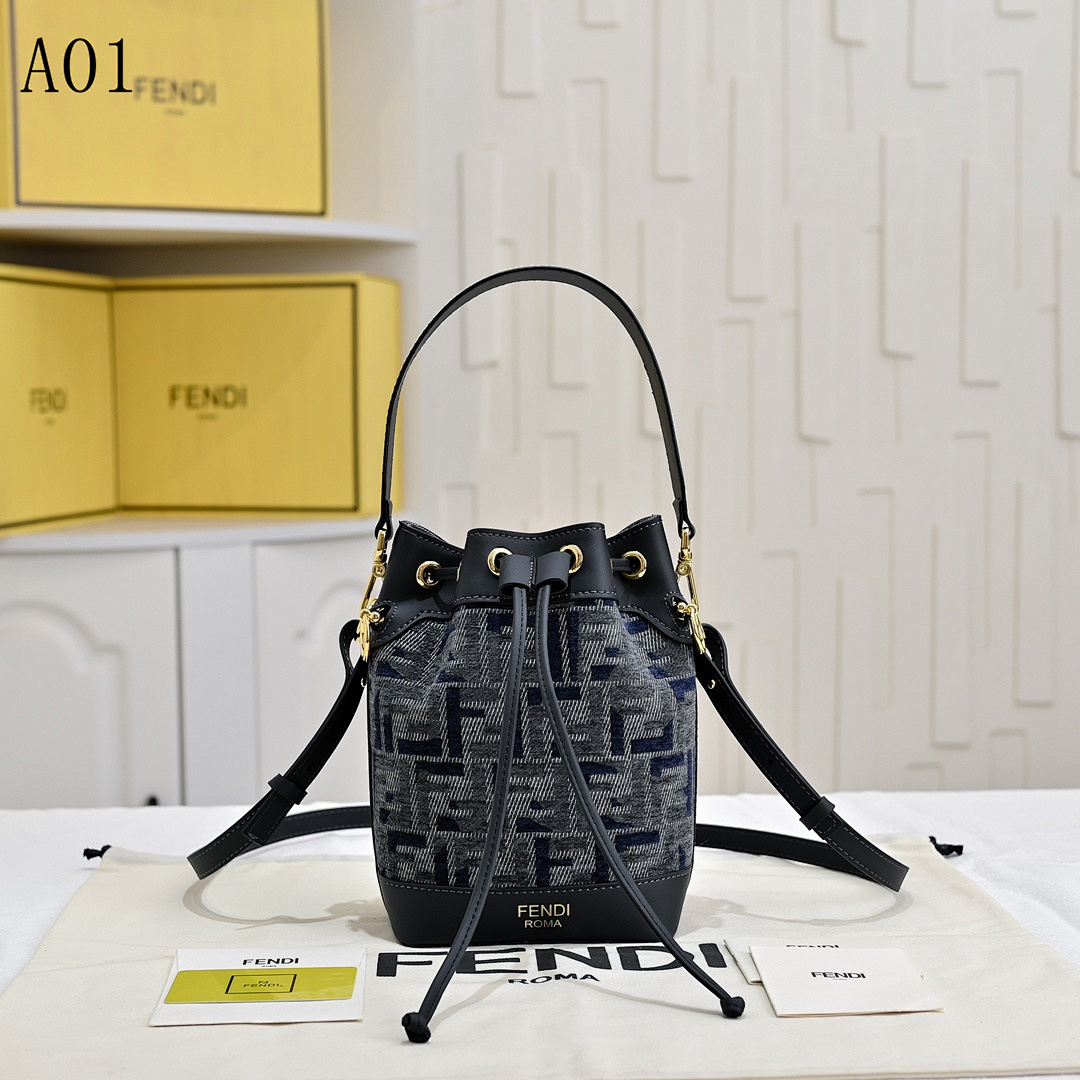 FENDII - A01 - FF Logo Bucket Bag #2349 1 FENDI – A01 – FF Logo Bucket Bag #2349