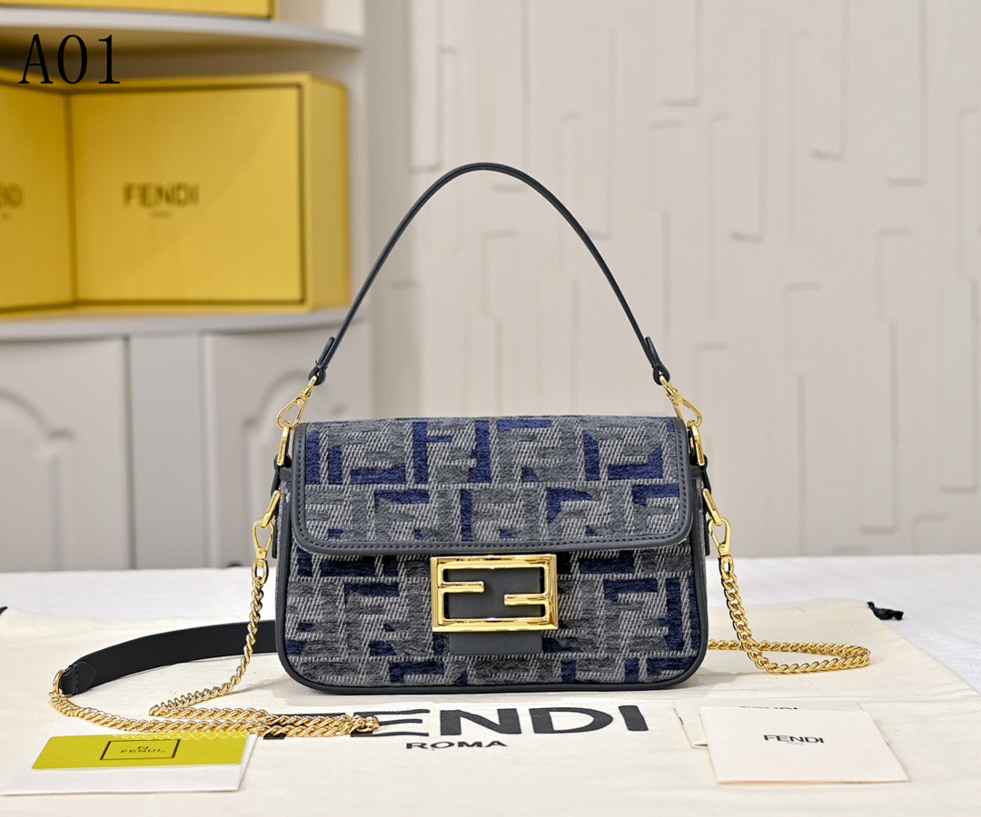 FENDI Baguette Mini FF Logo Shoulder Bag #2441