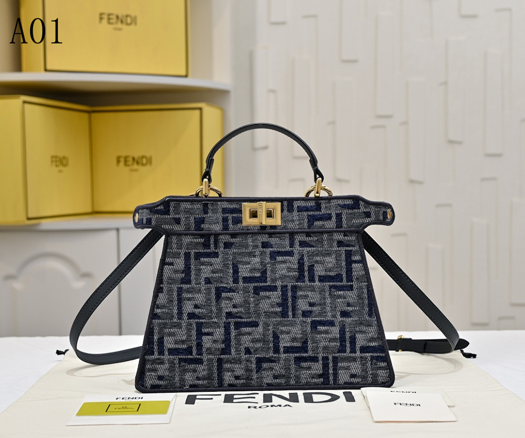 FENDII + Peekaboo + Zucca Pattern Tote Bag #2541 1 FENDI + Peekaboo + Zucca Pattern Tote Bag #2541