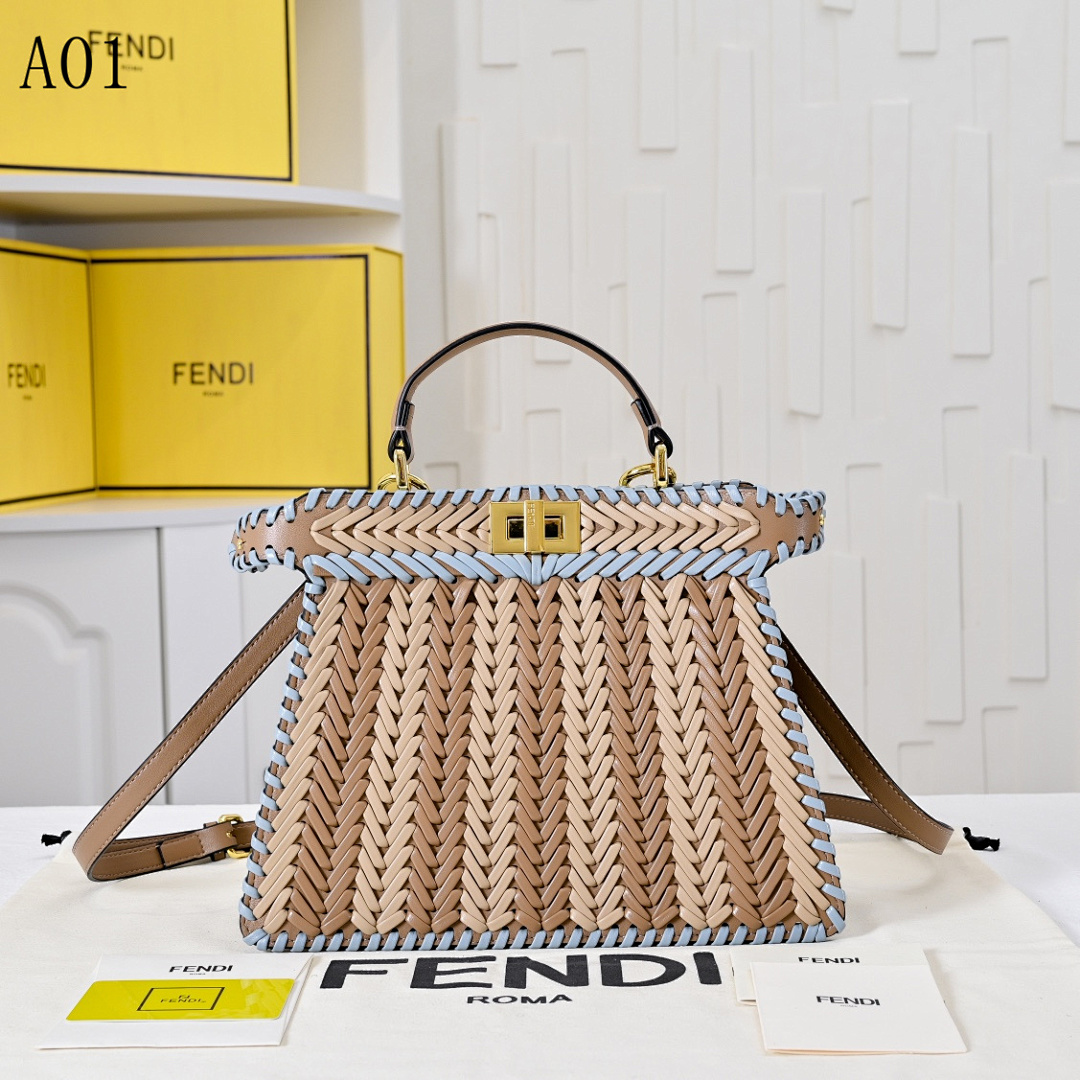 FENDI – Baguette Woven Leather Handbag #2367