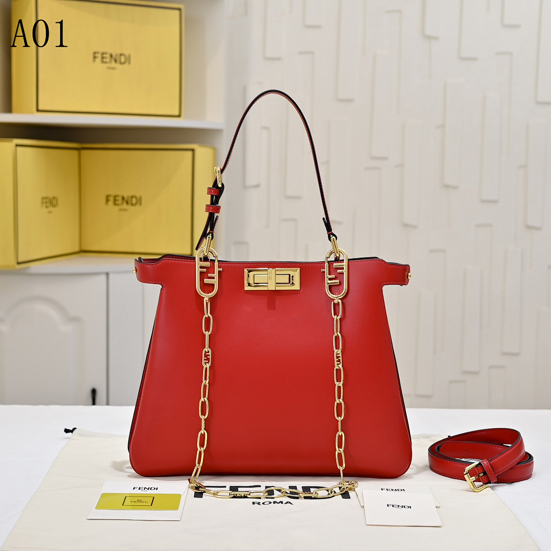 FENDI Baguette – Red Leather Tote #2528