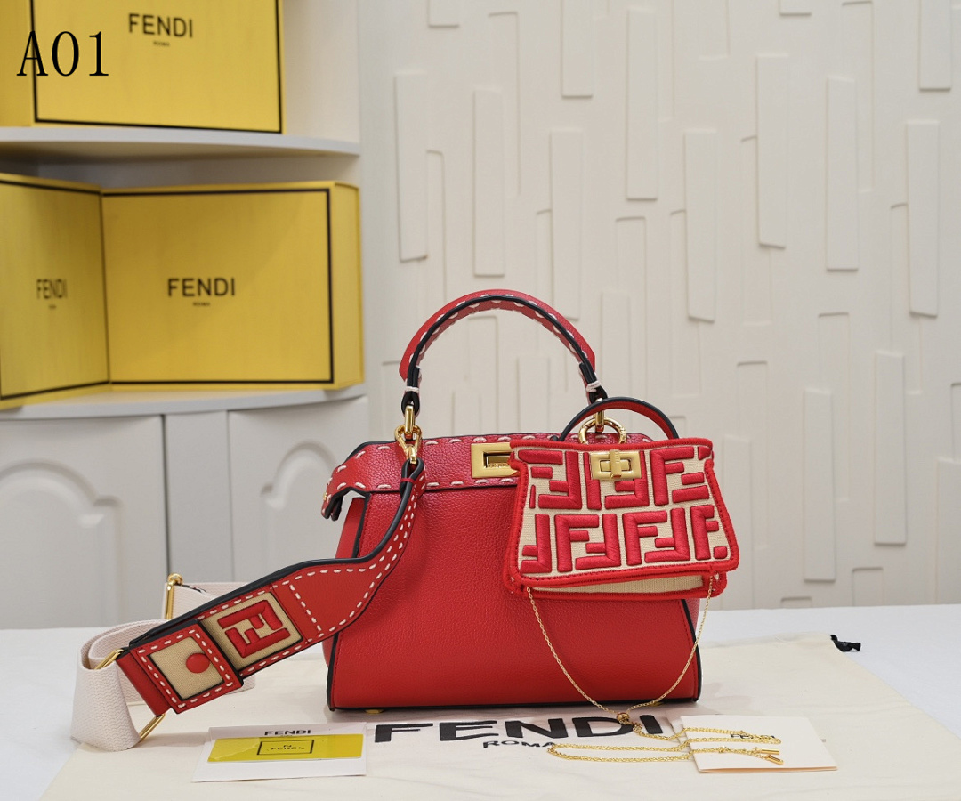 FENDI Baguette Mini – Red FF Logo Embroidered #2470