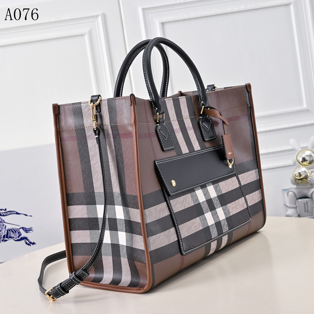 Burberyy A076 Check Tote Bag #1487
