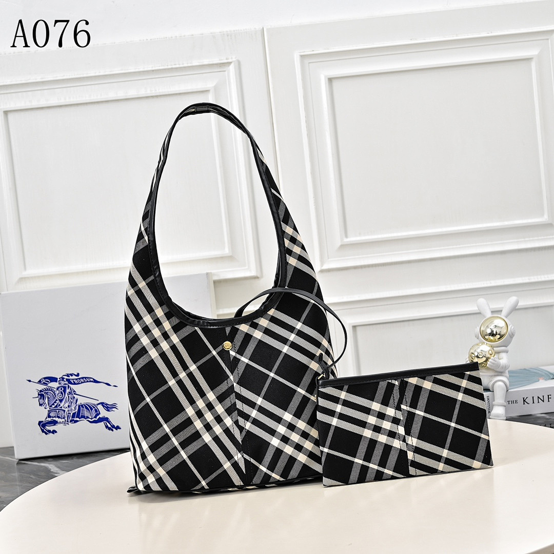 A076 Classic Plaid Tote Bag Set #1461