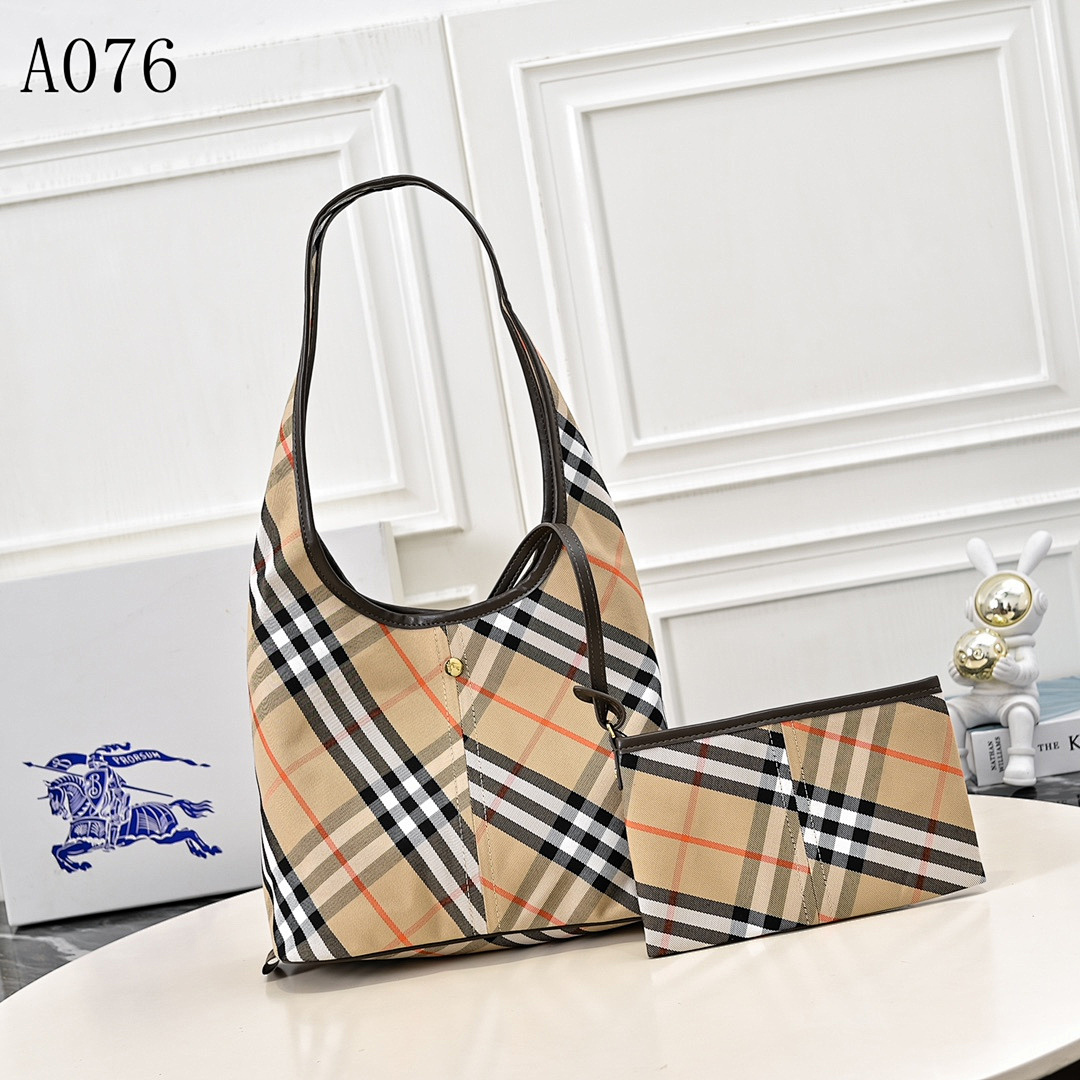 Burberyy A076 Checkered Tote Bag with Clutch #1460