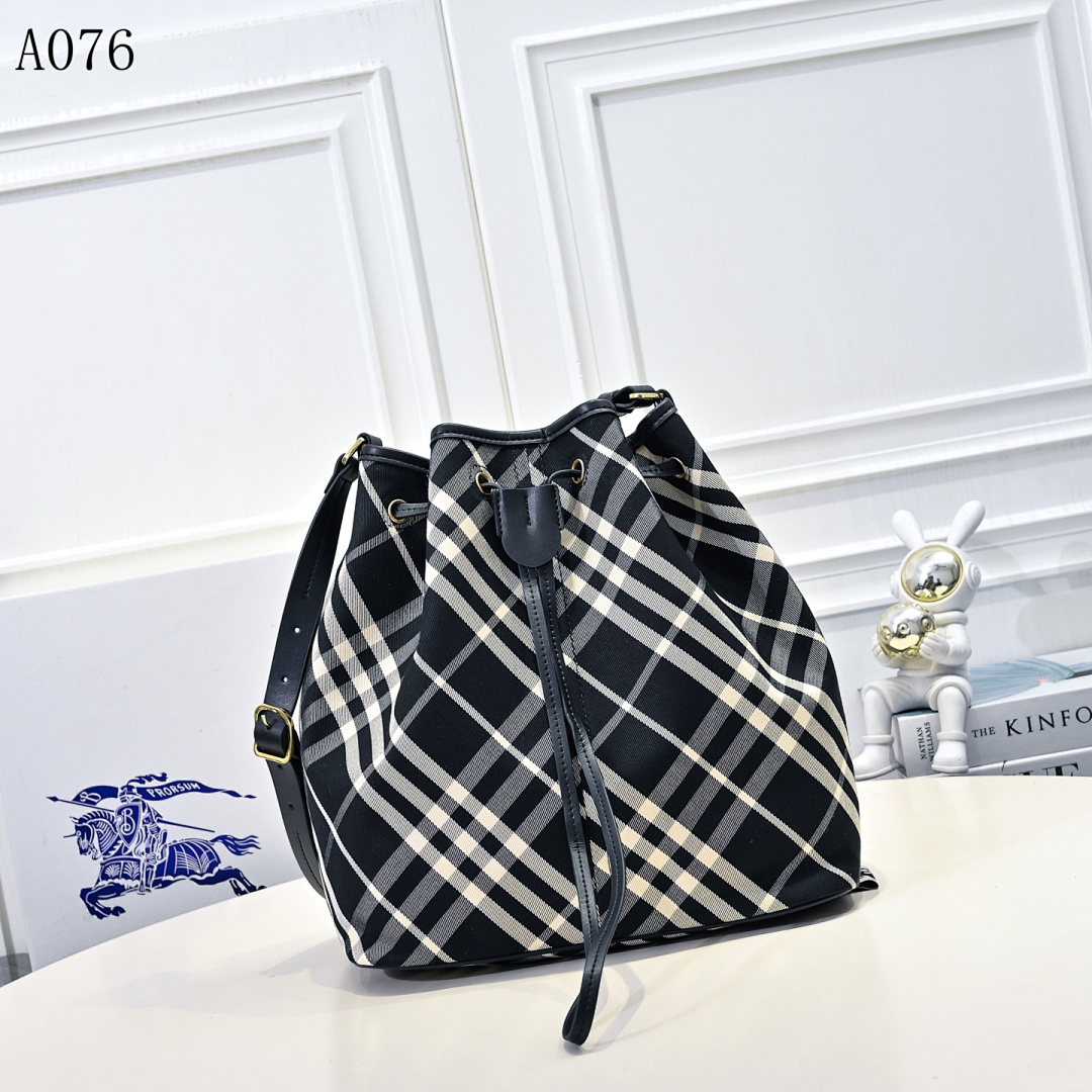 Burberyy Check Drawstring Bucket Bag #1459