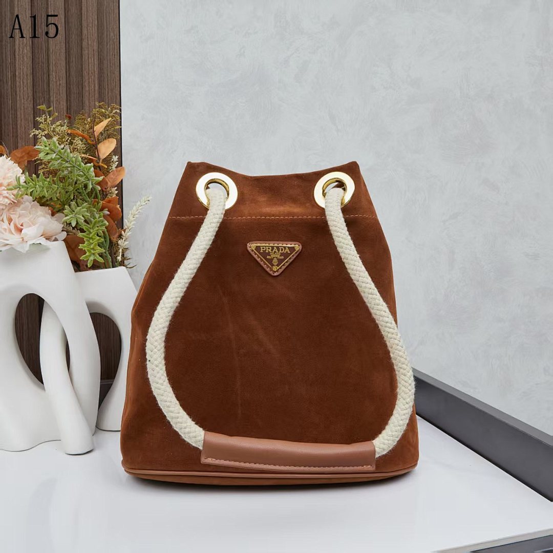 Pr4da + Cahier + Suede Bucket Bag #1770