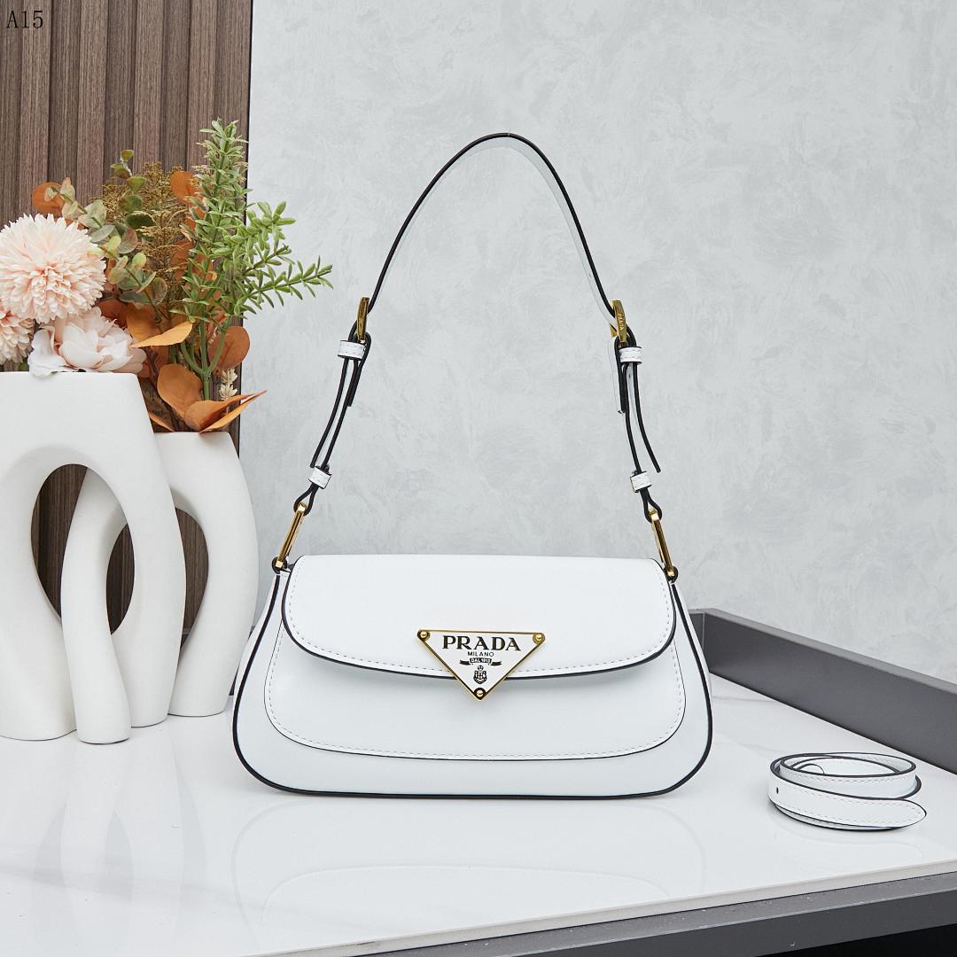 Pr4da + Galleria + White Leather Shoulder Bag #1916 1 Pr4da + Galleria + White Leather Shoulder Bag #1916