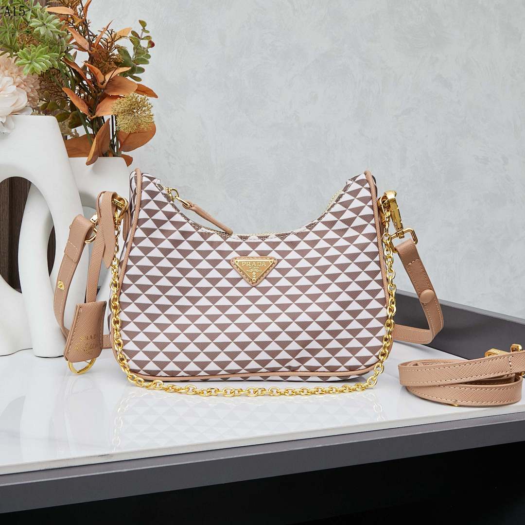 Pr4da + Galleria + Triangular Print Shoulder Bag #1785
