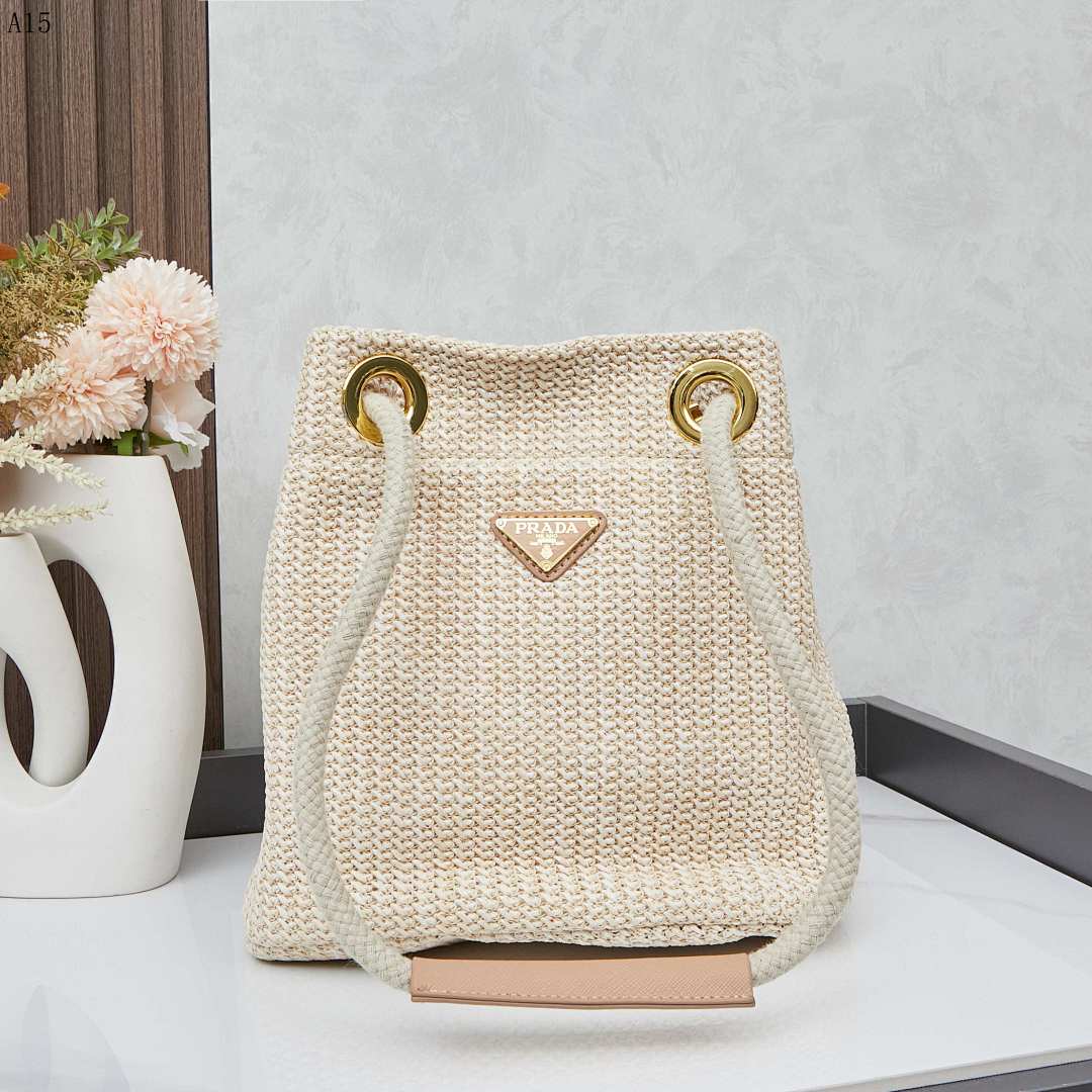 Pr4da Raffia Woven Tote Bag #1796