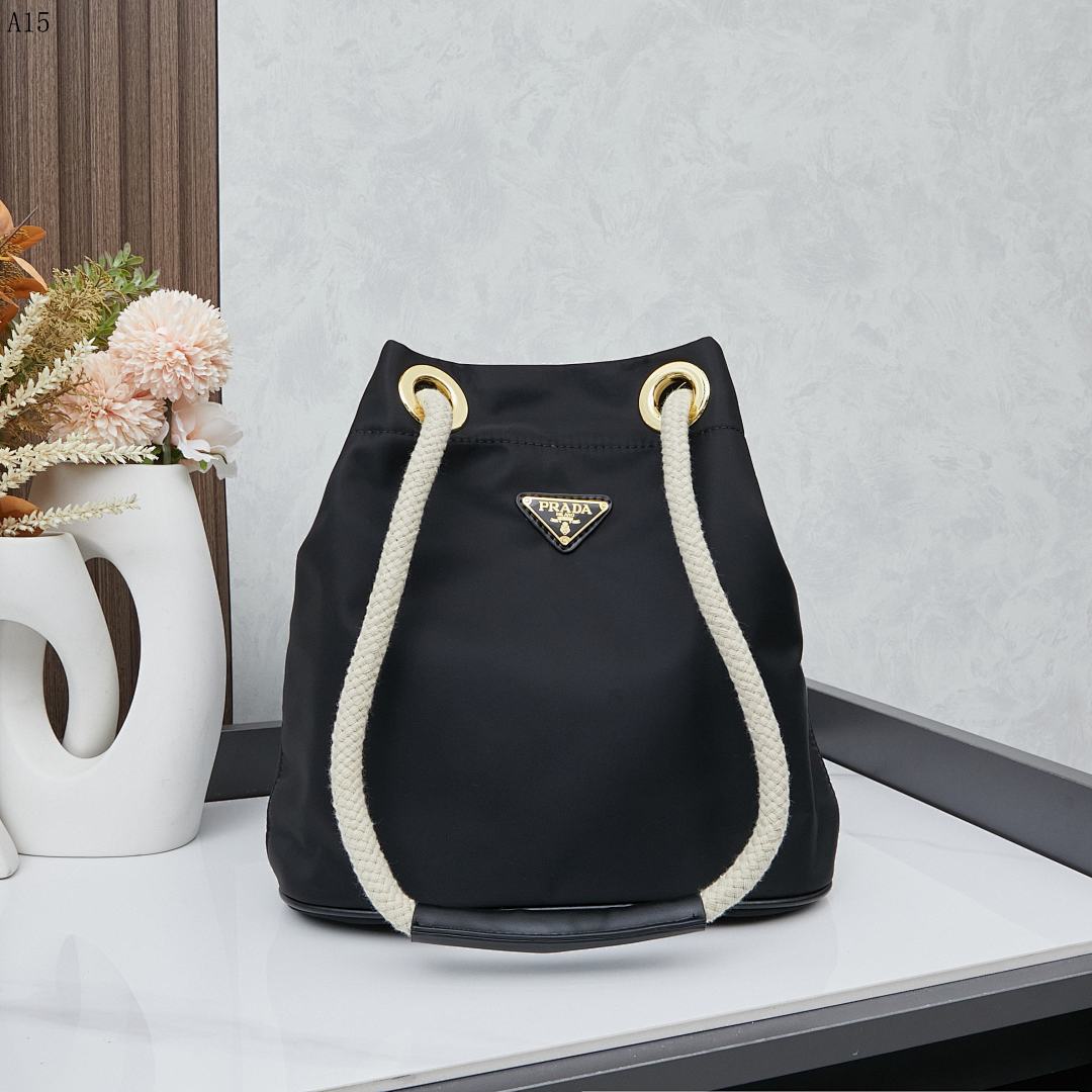 Pr4da Re-Edition Nylon Drawstring Bucket Bag #1689