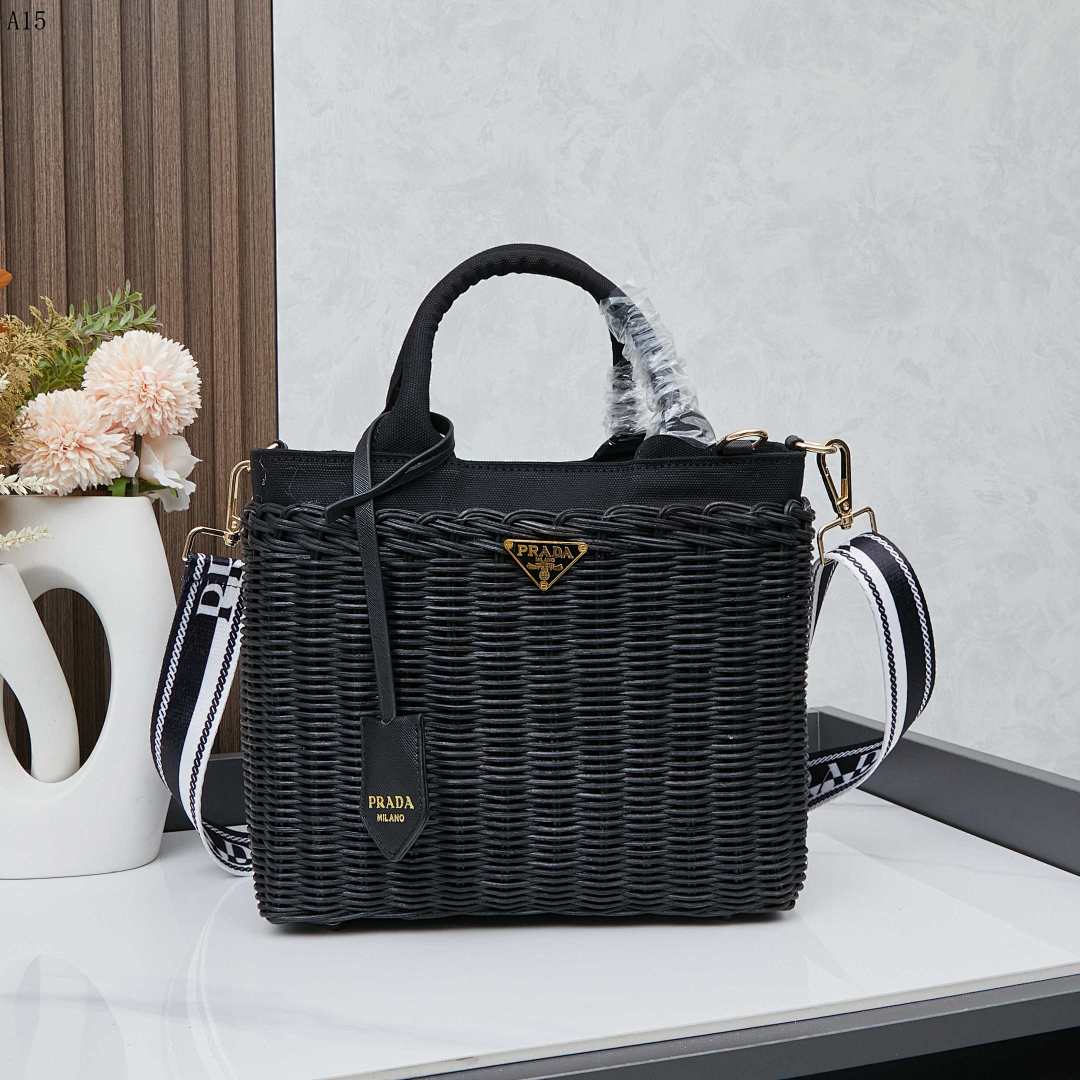 Pr4da Raffia Woven Tote Bag #1818