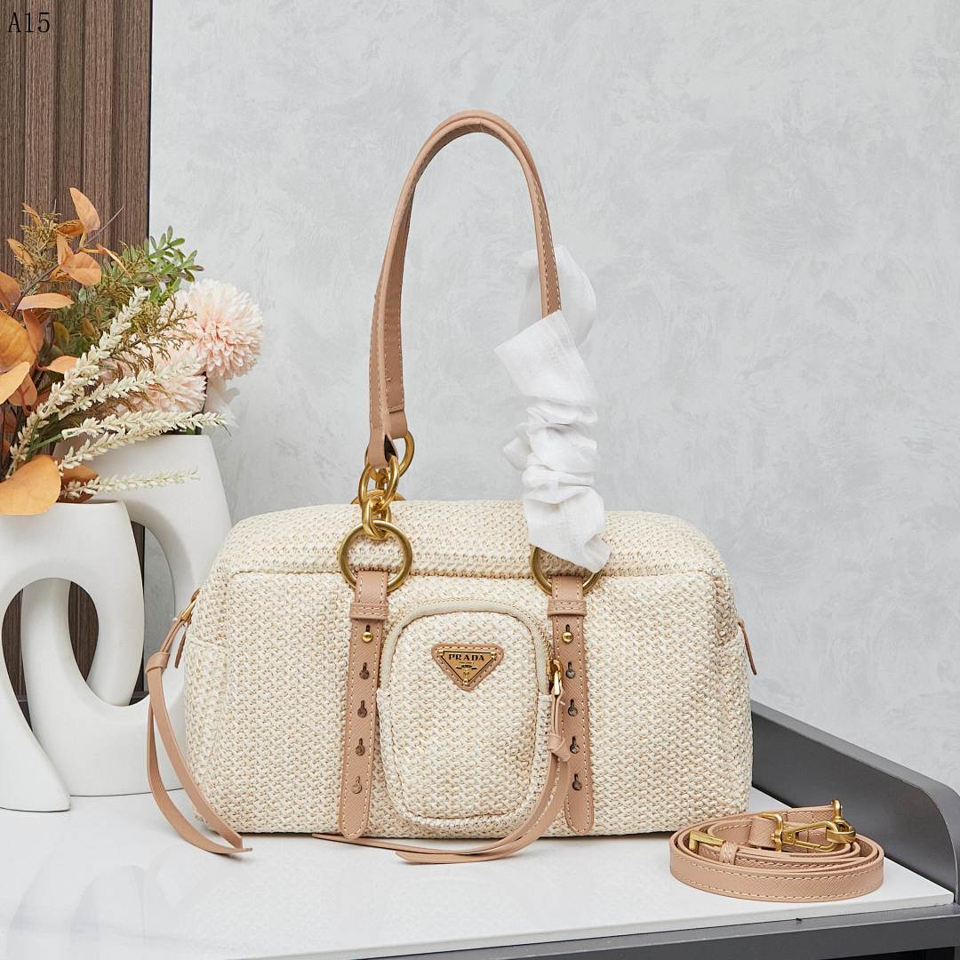 Pr4da Re-Edition Raffia Duffle Bag #1902