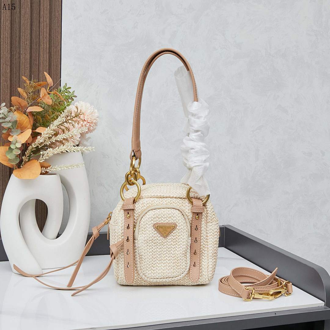 Pr4da + Re-Edition 2005 + Raffia Shoulder Bag #1989