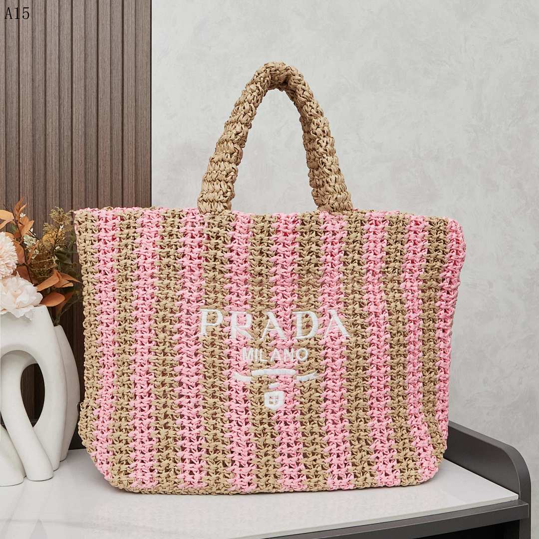 Pr4da Raffia Tote Bag #1681