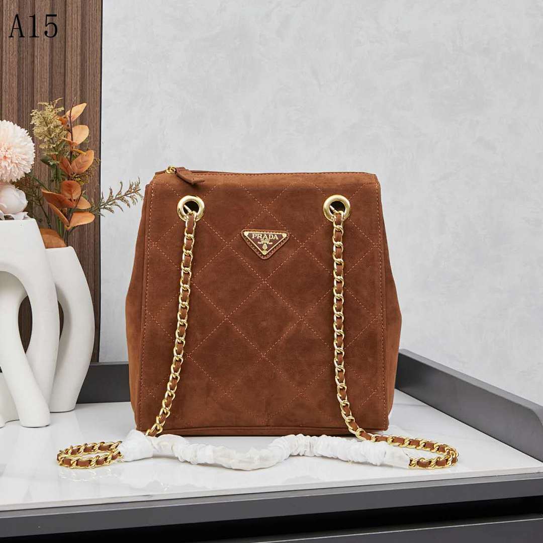 Pr4da + Galleria + Quilted Suede Shoulder Bag #1760