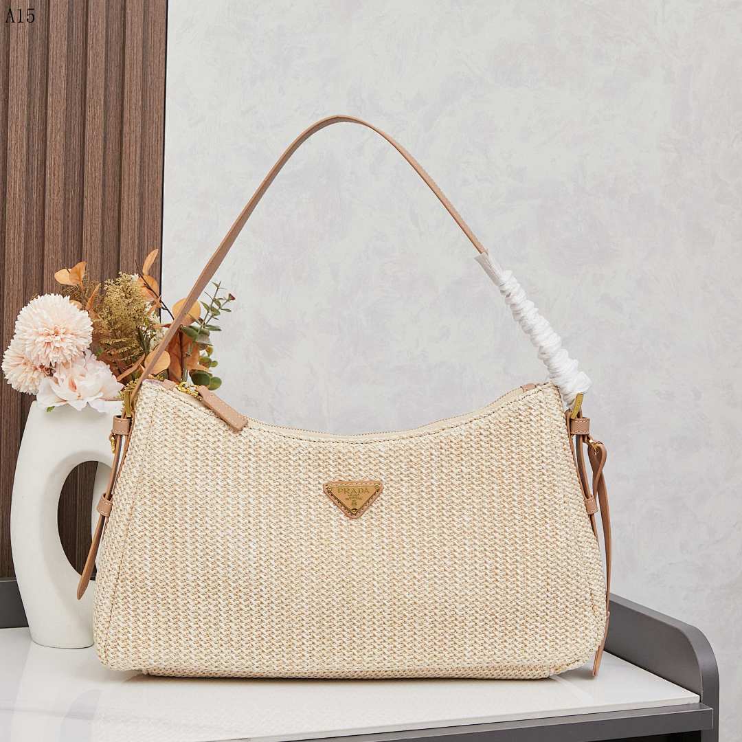 Pr4da + Galleria + Raffia Hobo Bag #2006