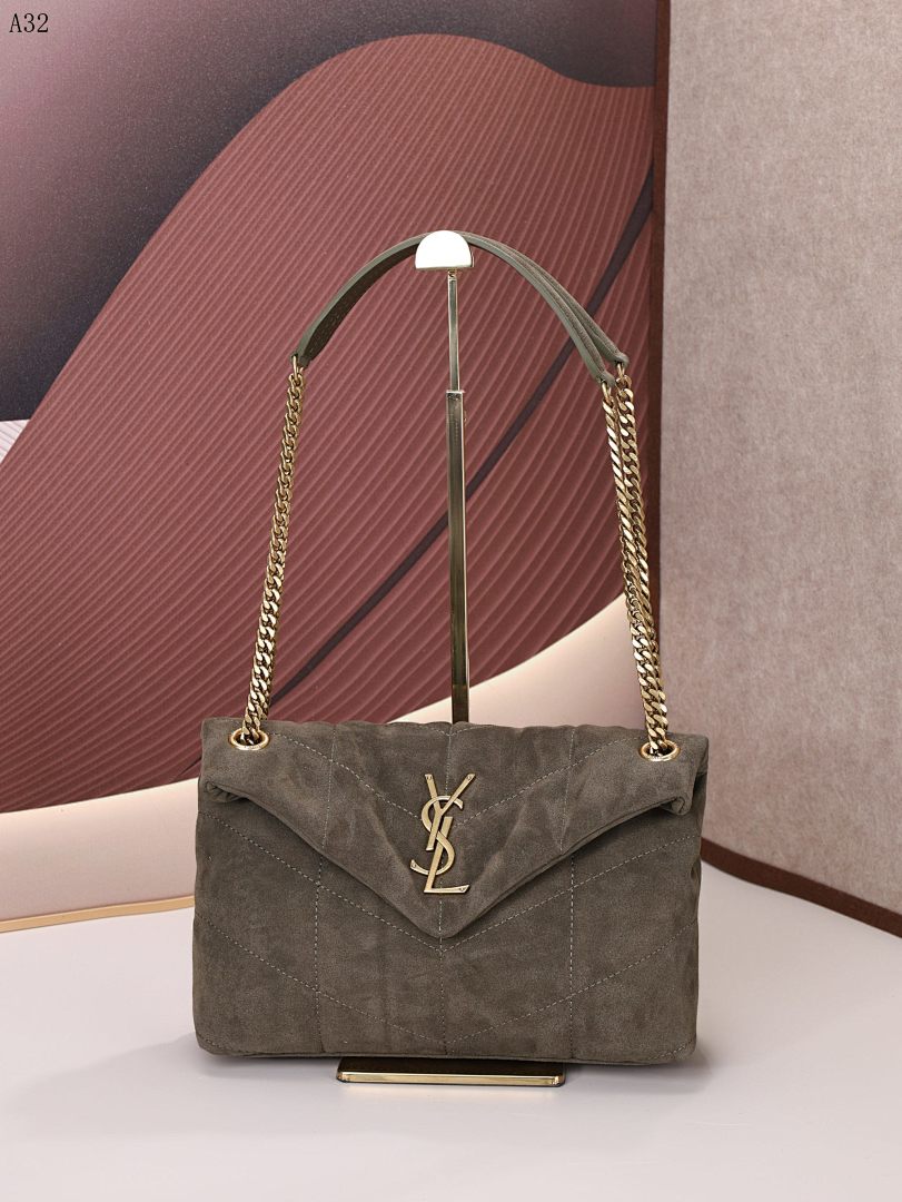 SntLaurent Monogramme Medium Suede Shoulder Bag #1042