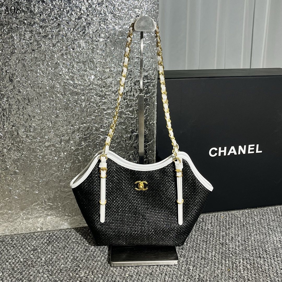 Chan3l Black and White Calfskin Leather Shoulder Bag #2936 1 Chan3l Black and White Calfskin Leather Shoulder Bag #2936