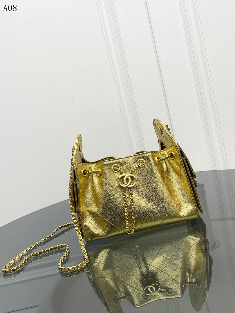 Chan3l Classic Quilted Bucket Bag #3035