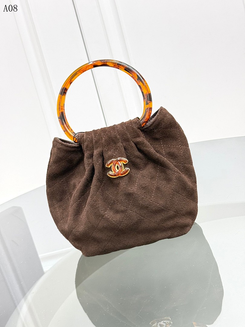 Chan3l – Classic CC Logo Suede Bag with Tortoiseshell Handle #2978