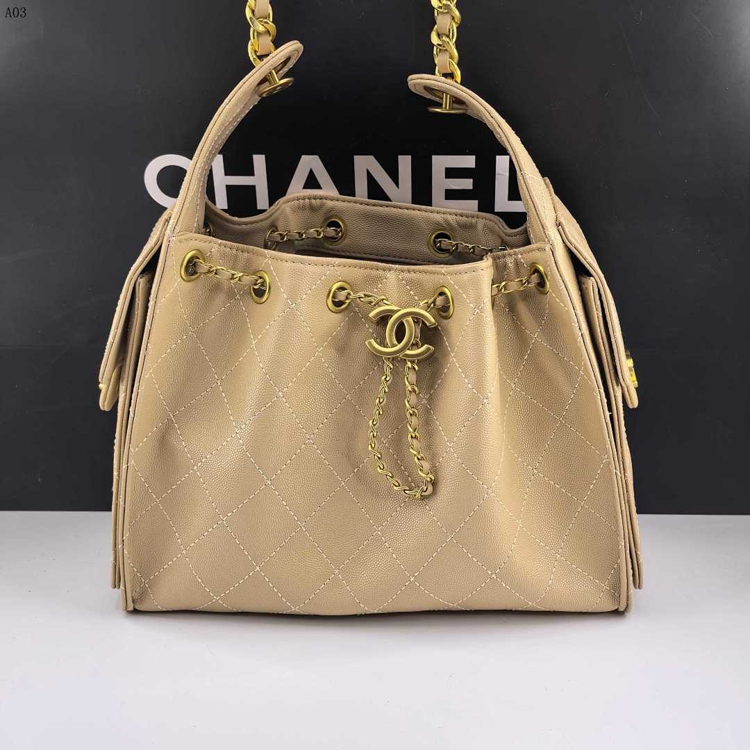 Chan3l Classic Quilted Drawstring Tote #980