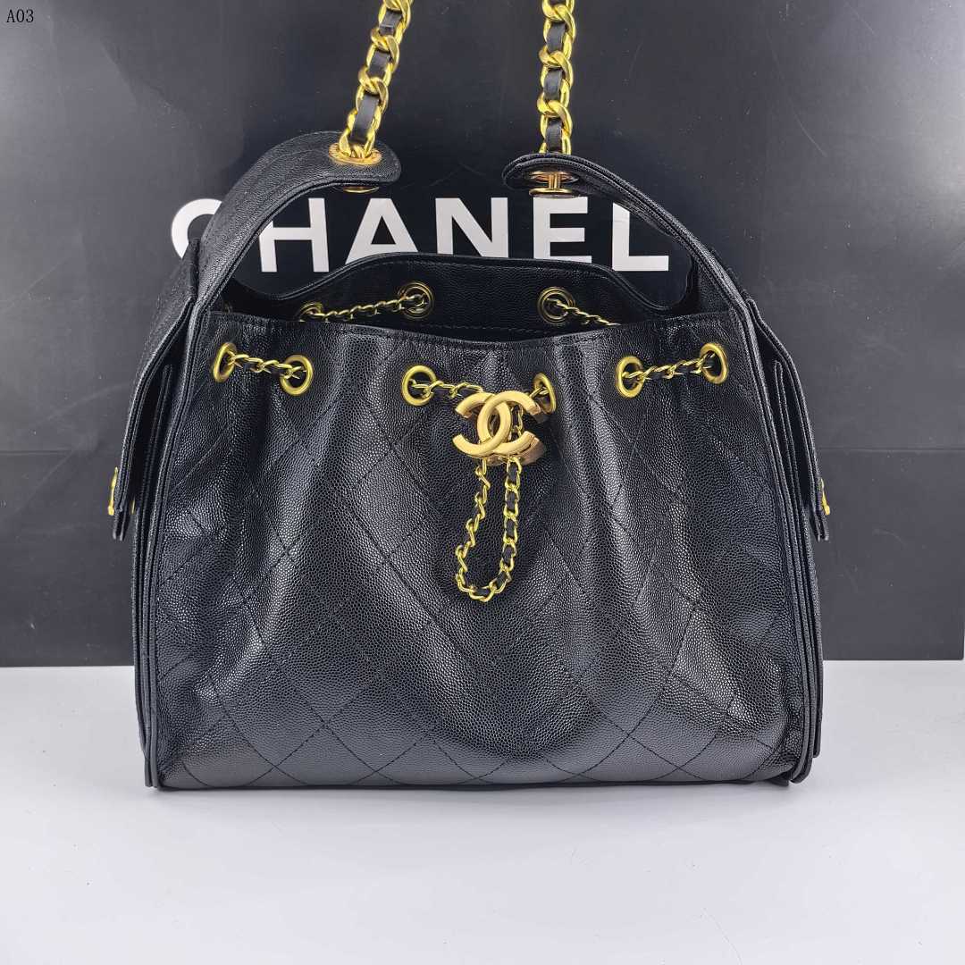 Chan3l + A03 + Quilted Caviar Leather Tote #3536