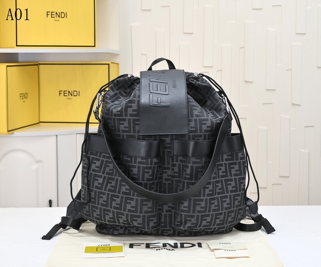 FENDI – A01 – FF Logo Drawstring Backpack #2260