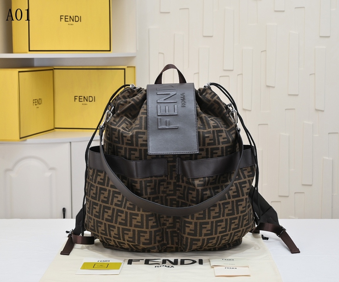 FENDI – A01 – FF Logo Drawstring Backpack #2374