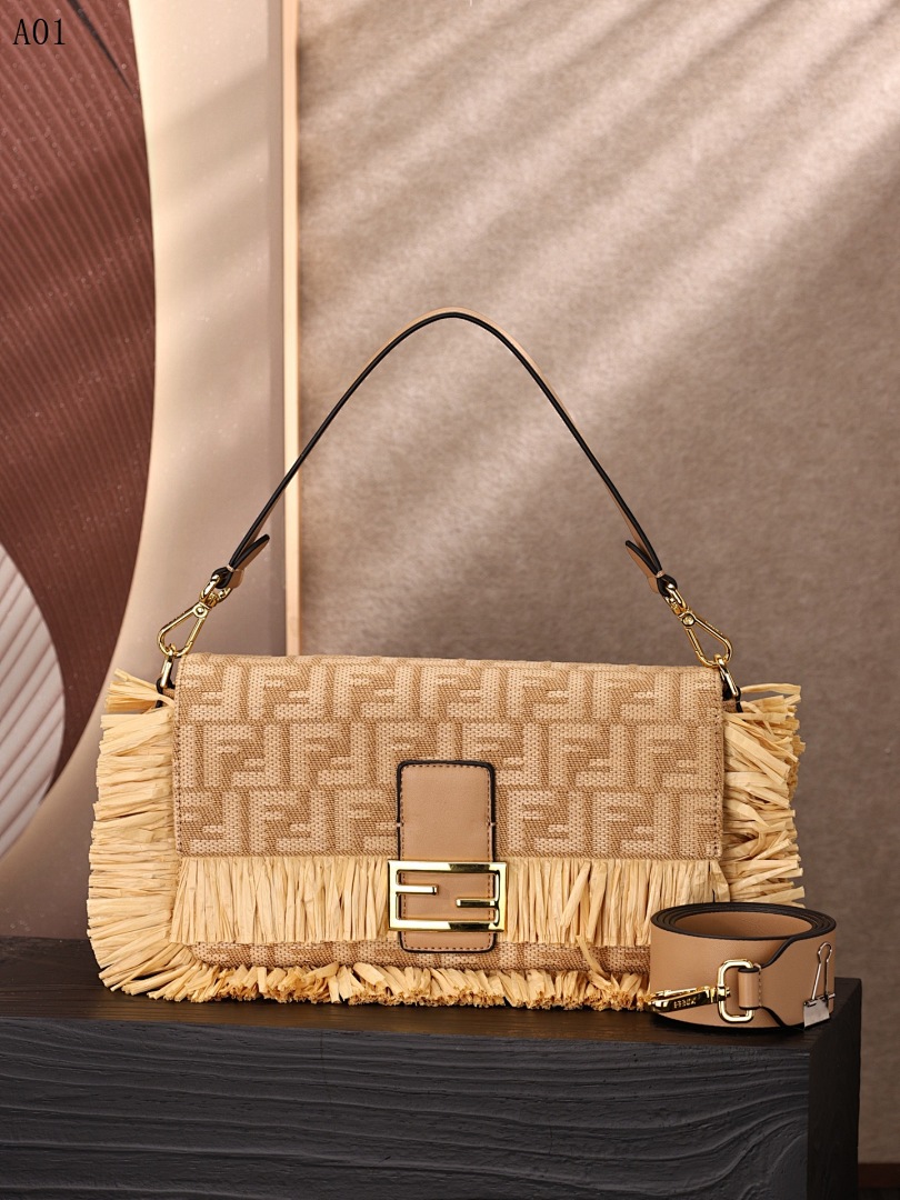 F3ndii – Baguette Raffia Tote #2304