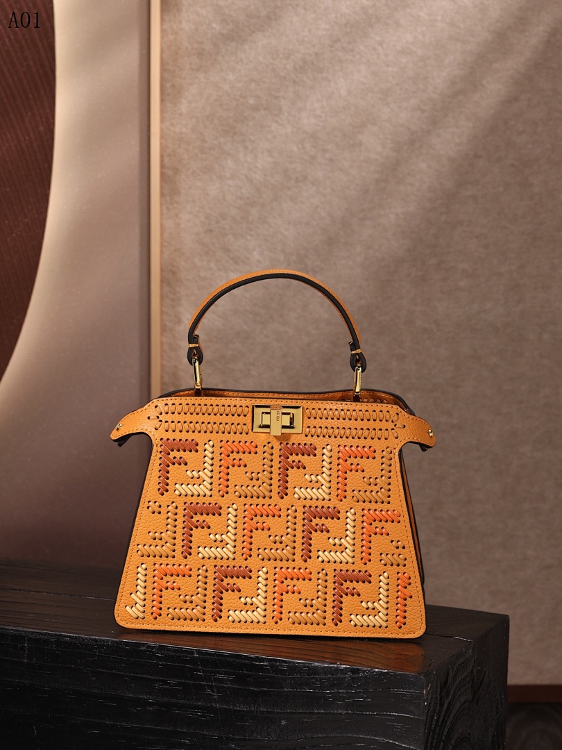 F3ndii + Baguette + Embroidered Leather Tote #3504