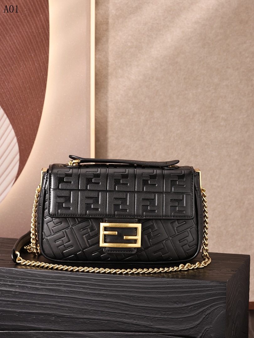 F3ndii + Baguette + FF Logo Embossed Crossbody Bag #1343