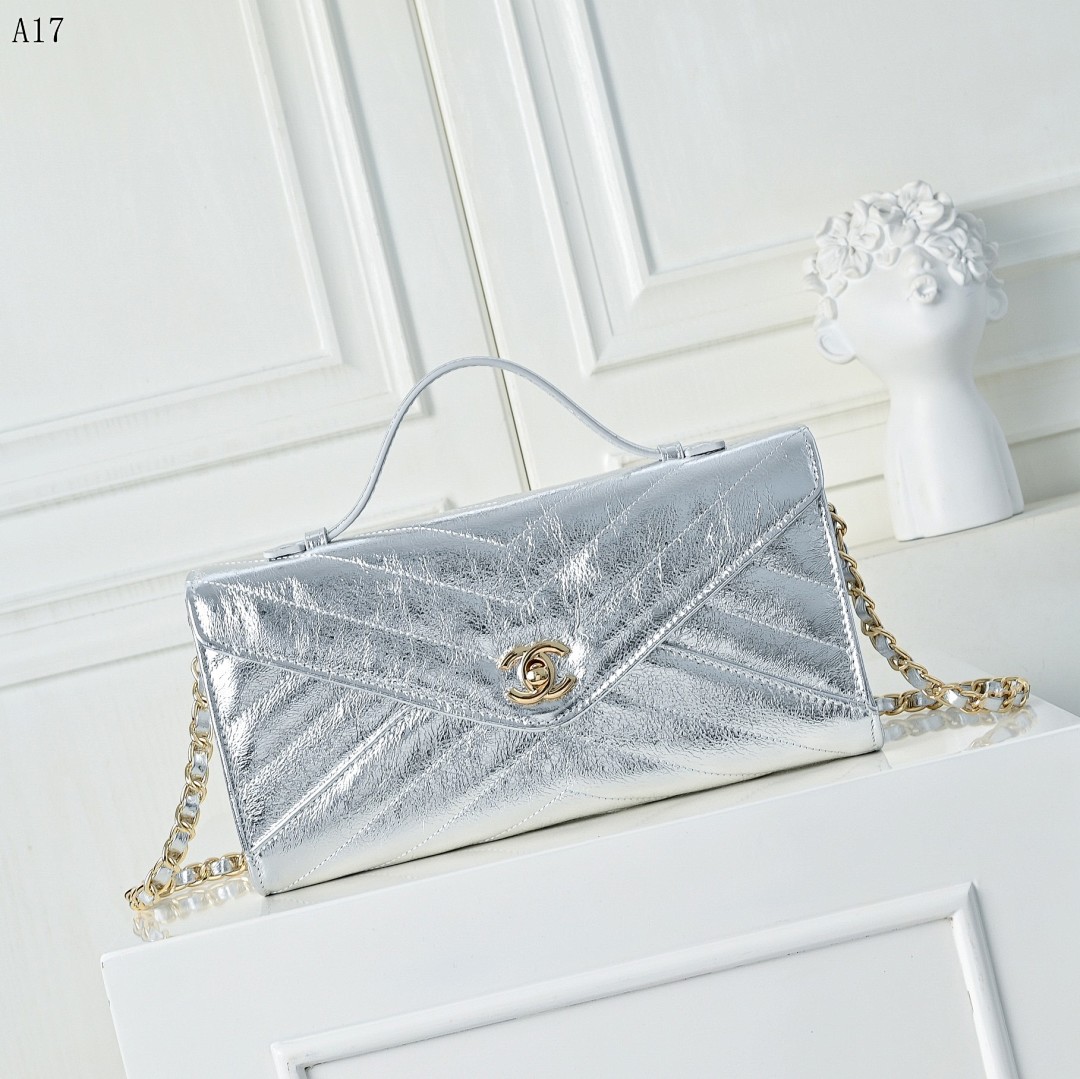 Chan3l Classic Flap Bag – Silver Quilted Leather #949