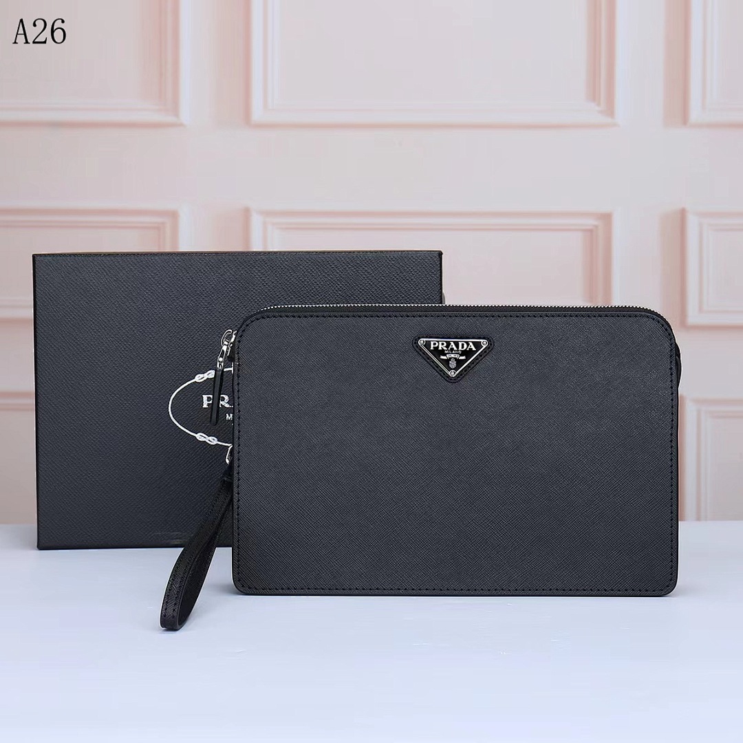 Pr4da Saffiano Leather Zip-Around Clutch #1827