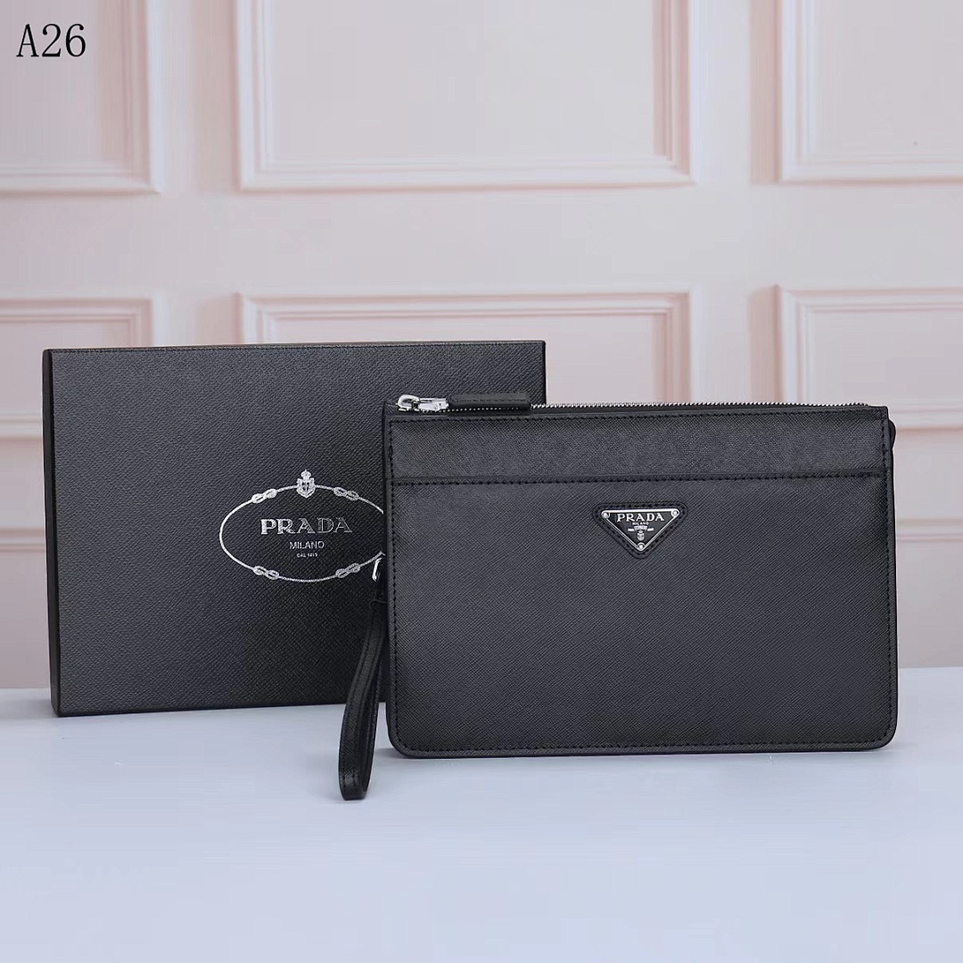 Pr4da Saffiano Leather Zip Pouch #1925