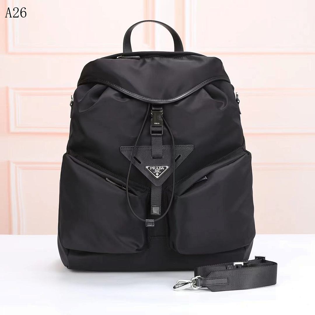 Pr4da Nylon Backpack with Triangular Logo #1643