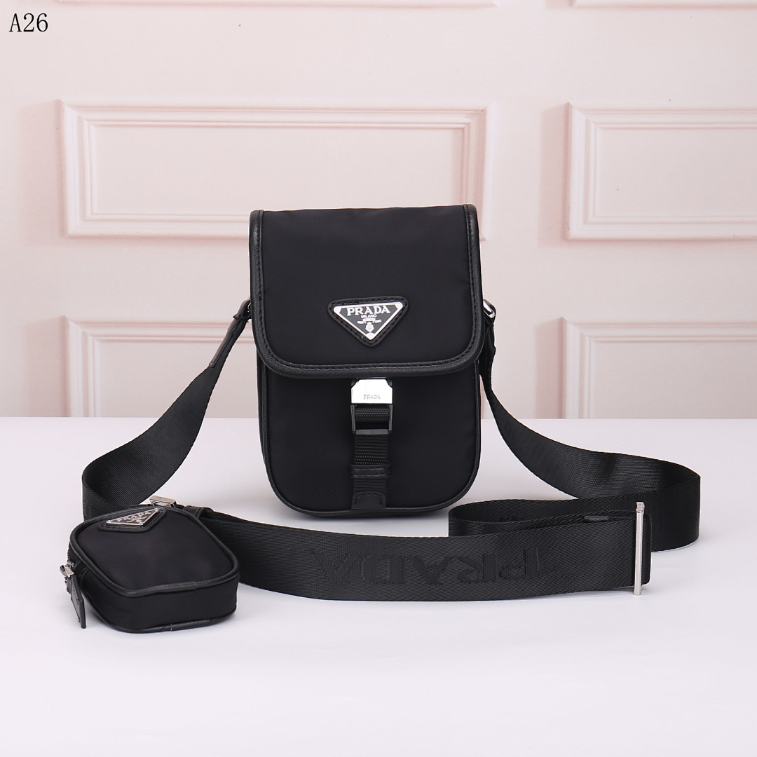 Pr4da Re-Nylon Crossbody Bag with Detachable Pouch #1306