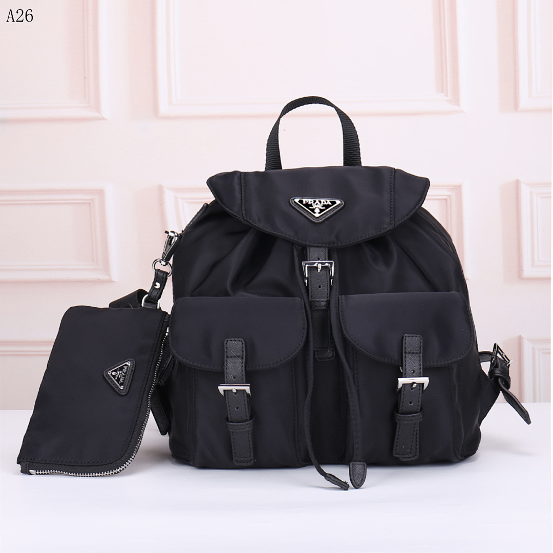 Pr4da Re-Nylon Backpack with Detachable Pouch #1284